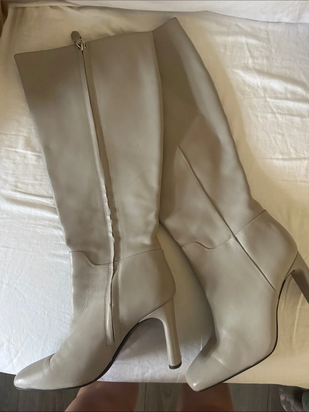 SARTO By Franco Sarto Knee-High Leather Boots in Taupe
